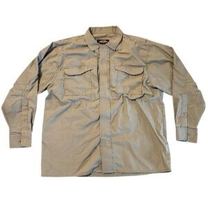 True-Spec Mens Shirt Sand Dune Beige L Snap Up Tactical Outdoors Activewear